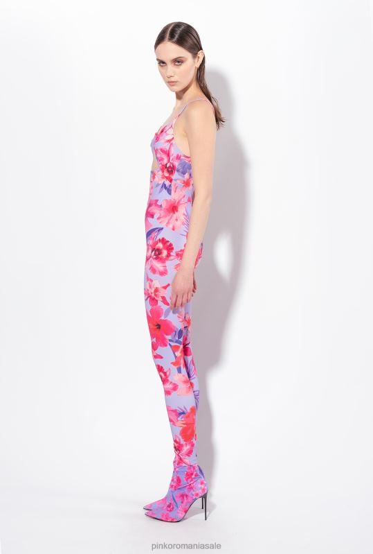 salopete si salopete | salopetă montată cu imprimeu de flori tropicale Pinko liliac/roz deschis/fucsia B0D0890