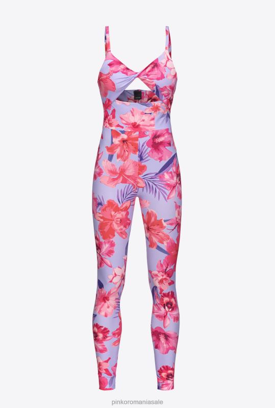 salopete si salopete | salopetă montată cu imprimeu de flori tropicale Pinko liliac/roz deschis/fucsia B0D0890