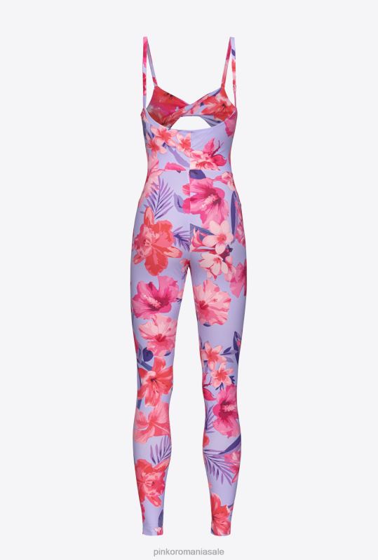 salopete si salopete | salopetă montată cu imprimeu de flori tropicale Pinko liliac/roz deschis/fucsia B0D0890