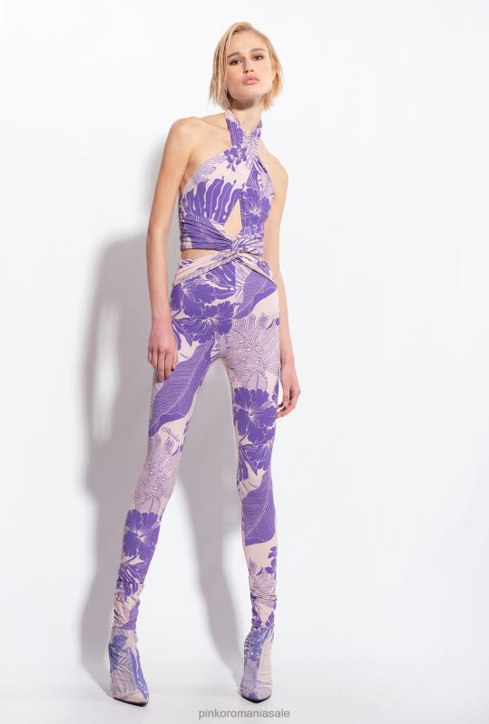 salopete si salopete | salopetă montată cu imprimeu floral Pinko nud/violet B0D08130