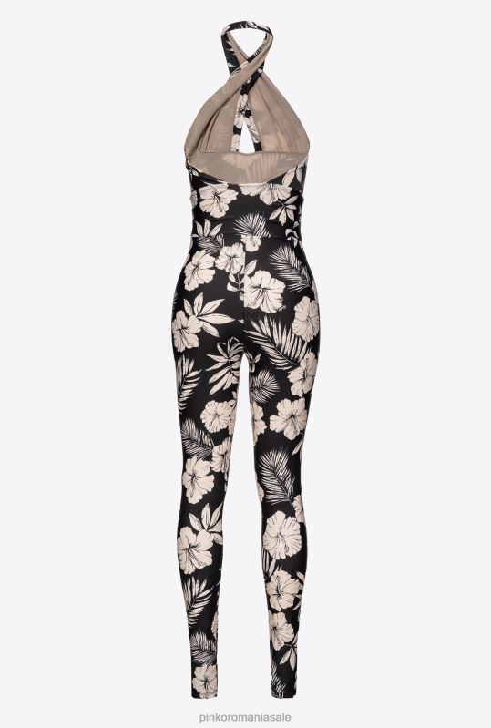 salopete si salopete | salopetă slim-fit cu grafică florală Pinko negru/unt B0D08160
