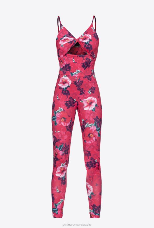 salopete si salopete | salopetă slim-fit cu imprimeu hibiscus Pinko multi. fucsia/roz B0D08140