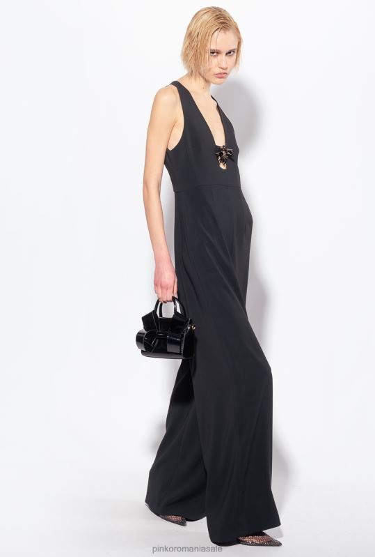 salopete si salopete | salopeta cu brosa de flori Pinko limuzina neagră B0D08108