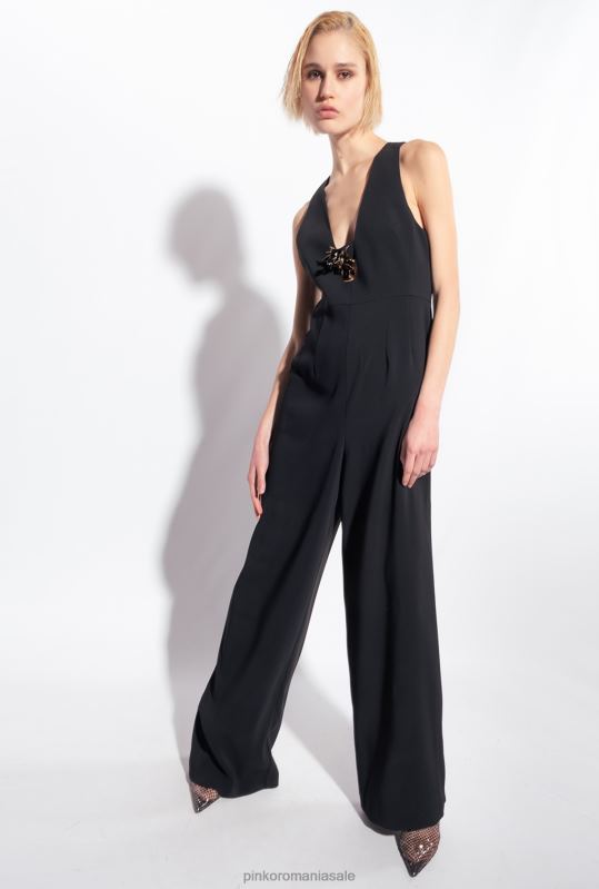 salopete si salopete | salopeta cu brosa de flori Pinko limuzina neagră B0D08108