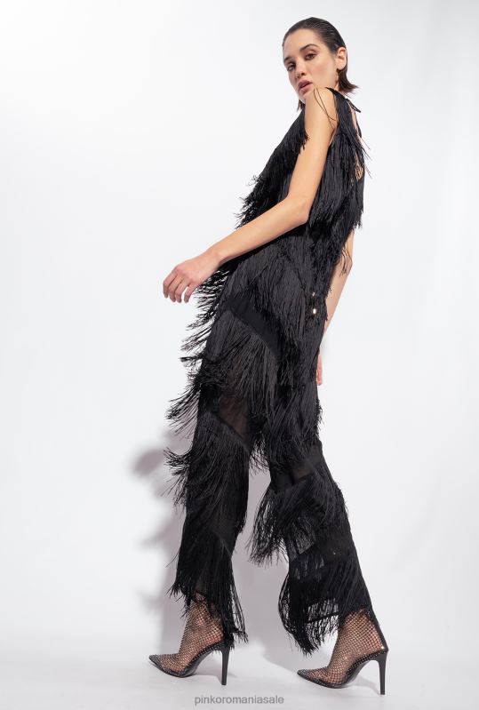 salopete si salopete | salopeta cu franjuri Pinko limuzina neagră B0D08159