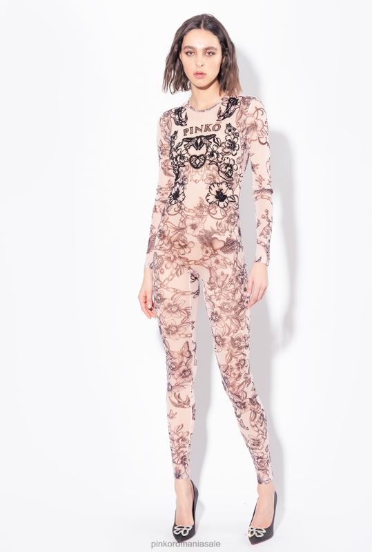 salopete si salopete | salopeta cu imprimeu tatuaje cu broderie Pinko nud/negru B0D08115