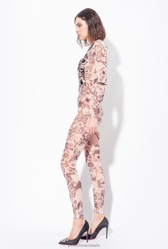 salopete si salopete | salopeta cu imprimeu tatuaje cu broderie Pinko nud/negru B0D08115