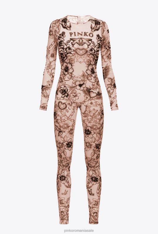 salopete si salopete | salopeta cu imprimeu tatuaje cu broderie Pinko nud/negru B0D08115