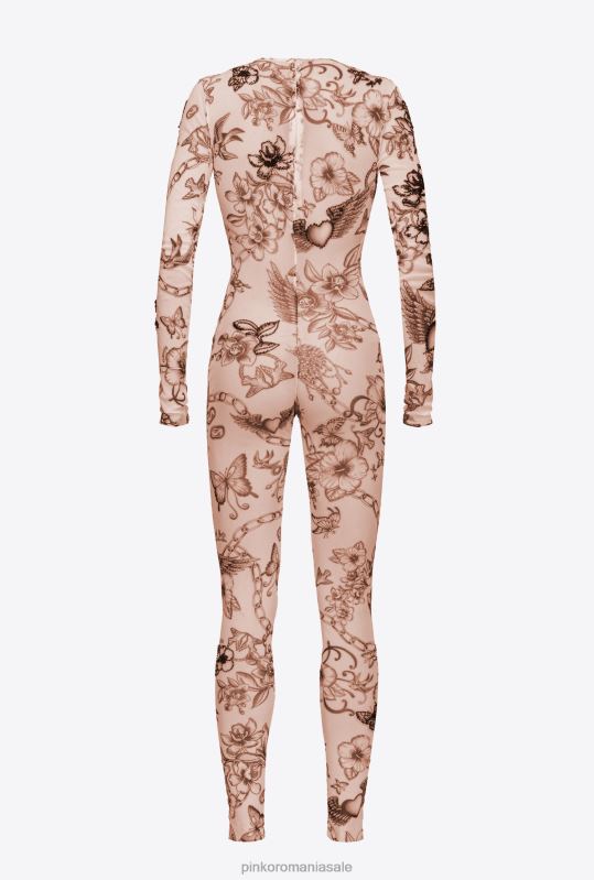 salopete si salopete | salopeta cu imprimeu tatuaje cu broderie Pinko nud/negru B0D08115