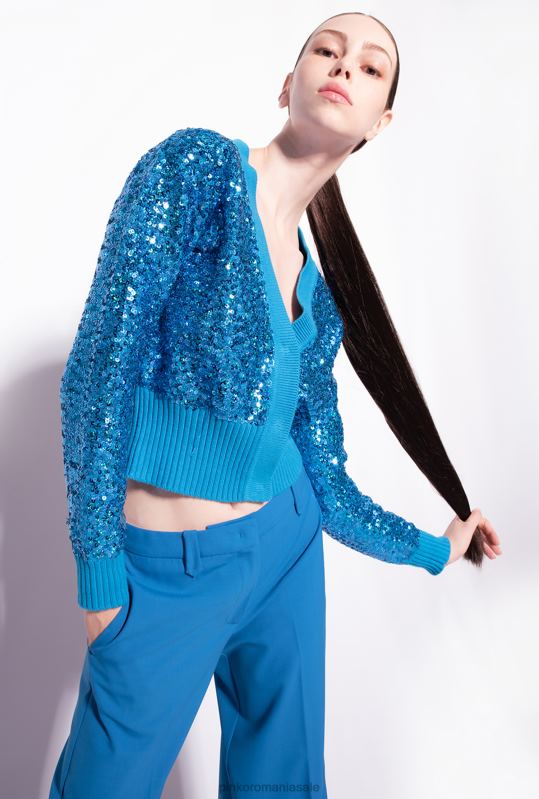 cardigan | cardigan complet cu paiete Pinko director albastru B0D08548