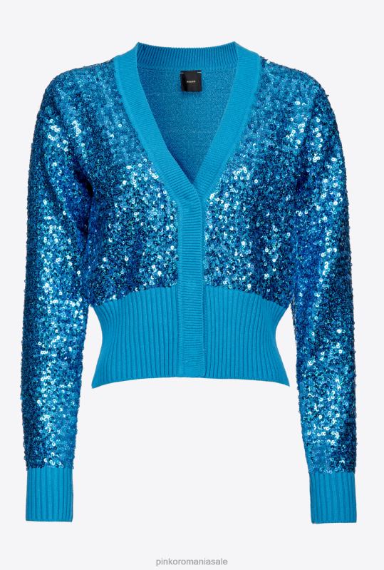cardigan | cardigan complet cu paiete Pinko director albastru B0D08548