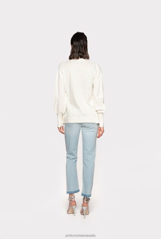 cardigan | cardigan confortabil cu nasturi bijuterii Pinko alb de mătase B0D08495