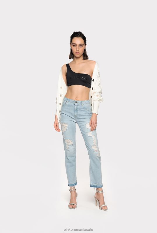 cardigan | cardigan confortabil cu nasturi bijuterii Pinko alb de mătase B0D08495