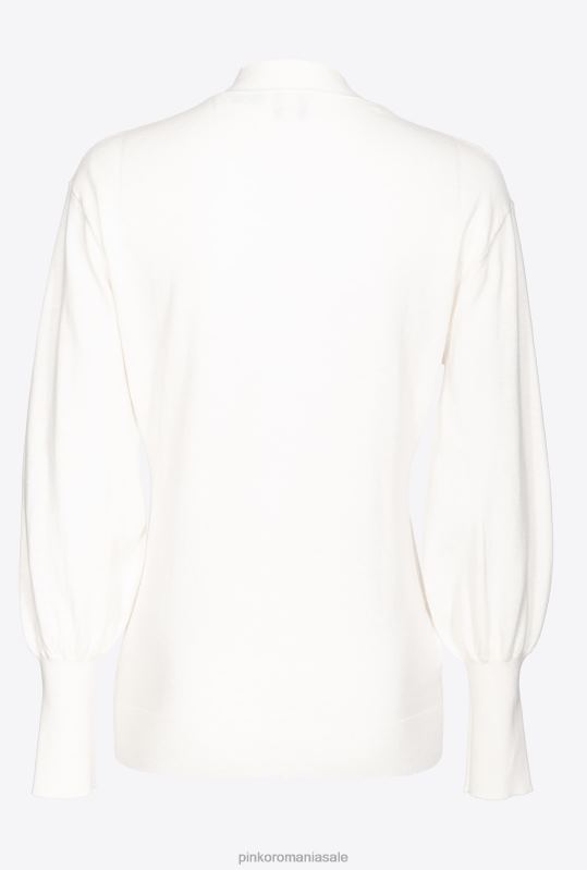 cardigan | cardigan confortabil cu nasturi bijuterii Pinko alb de mătase B0D08495