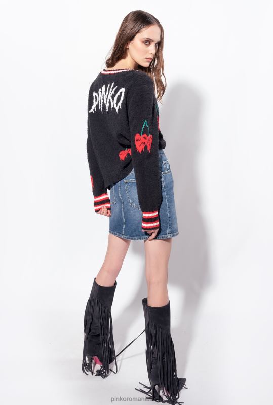 cardigan | cardigan cu incrustație de cireșe Pinko multi. negru/rosu B0D08533