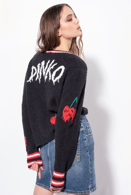 cardigan | cardigan cu incrustație de cireșe Pinko multi. negru/rosu B0D08533