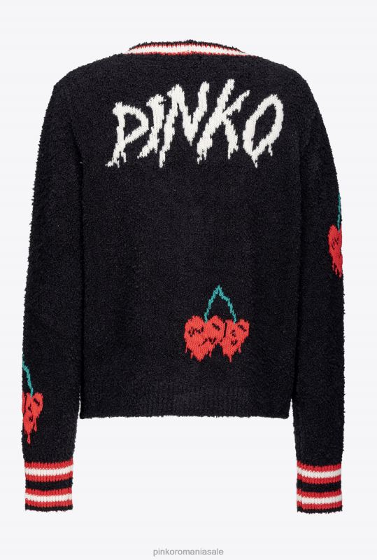 cardigan | cardigan cu incrustație de cireșe Pinko multi. negru/rosu B0D08533