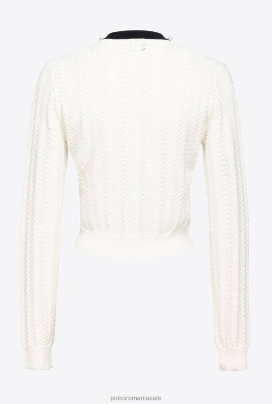 cardigan | cardigan decupat cu broderie cireșe Pinko mult. alb/negru/rosu B0D08544