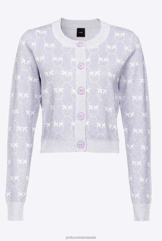 cardigan | cardigan decupat cu monogram din lurex Pinko liliac/alb B0D08521