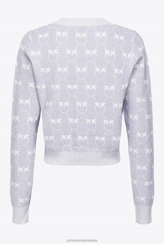 cardigan | cardigan decupat cu monogram din lurex Pinko liliac/alb B0D08521