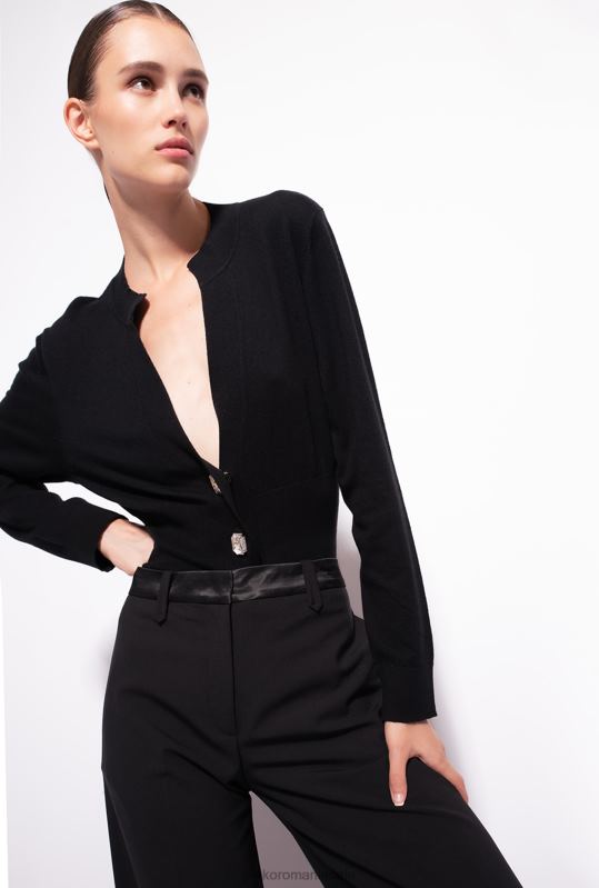 cardigan | cardigan decupat cu nasturi bijuterii Pinko limuzina neagră B0D08500