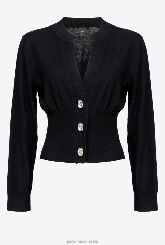 cardigan | cardigan decupat cu nasturi bijuterii Pinko limuzina neagră B0D08500