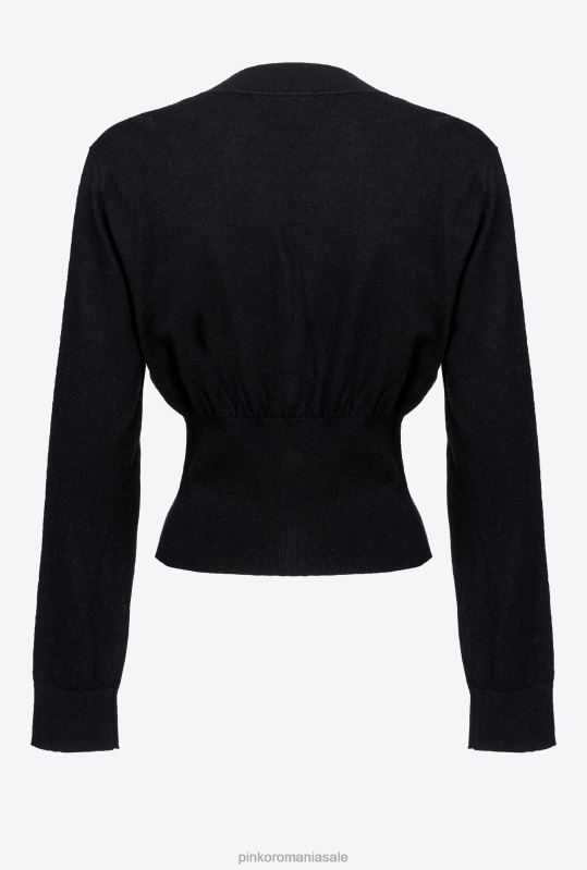 cardigan | cardigan decupat cu nasturi bijuterii Pinko limuzina neagră B0D08500