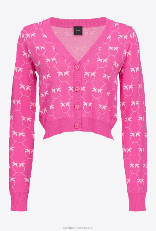 cardigan | cardigan decupat din jacquard cu monogramă Pinko fucsia/roz B0D08530