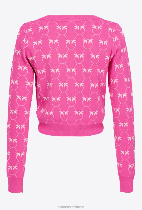 cardigan | cardigan decupat din jacquard cu monogramă Pinko fucsia/roz B0D08530