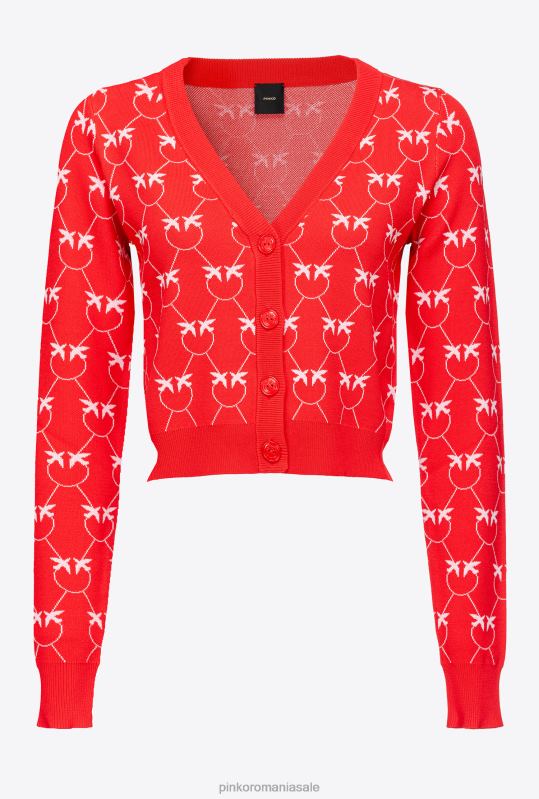 cardigan | cardigan decupat din jacquard cu monogramă Pinko roșu/roz B0D08529
