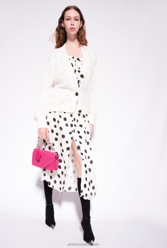 cardigan | cardigan decupat din tricot în coastă Pinko alb de mătase B0D08552