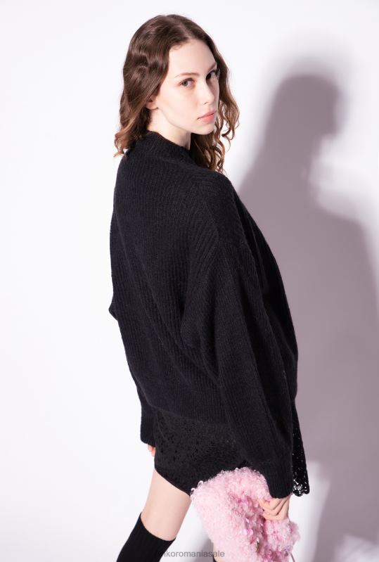 cardigan | cardigan decupat din tricot în coastă Pinko limuzina neagră B0D08553