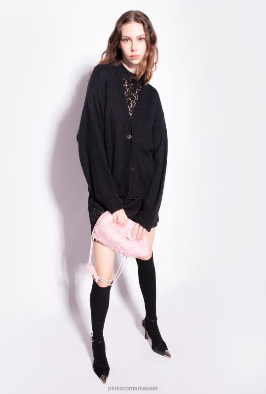 cardigan | cardigan decupat din tricot în coastă Pinko limuzina neagră B0D08553