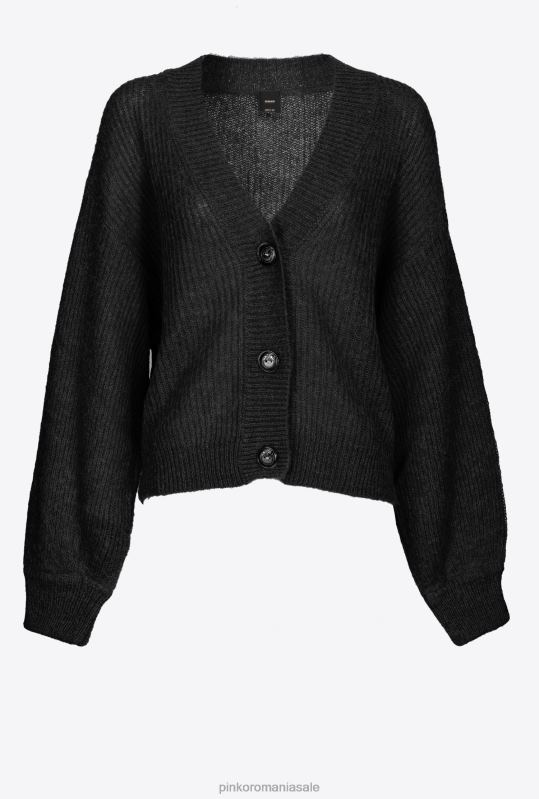 cardigan | cardigan decupat din tricot în coastă Pinko limuzina neagră B0D08553