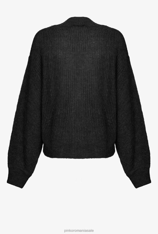 cardigan | cardigan decupat din tricot în coastă Pinko limuzina neagră B0D08553