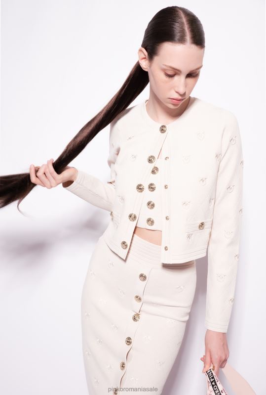 cardigan | cardigan decupat jacquard love birds Pinko bej mesteacăn B0D08558