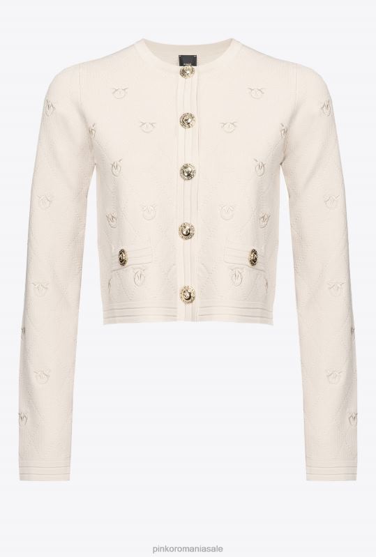 cardigan | cardigan decupat jacquard love birds Pinko bej mesteacăn B0D08558