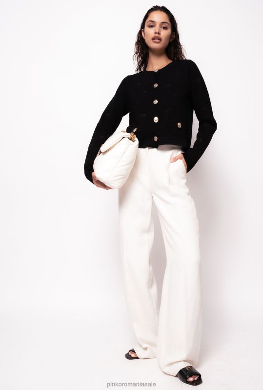 cardigan | cardigan decupat jacquard love birds Pinko limuzina neagră B0D08554