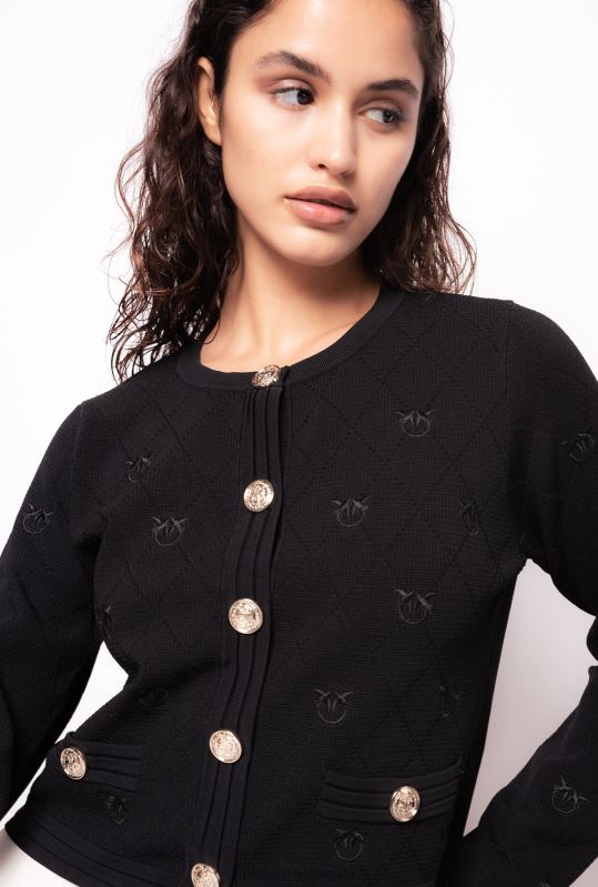 cardigan | cardigan decupat jacquard love birds Pinko limuzina neagră B0D08554