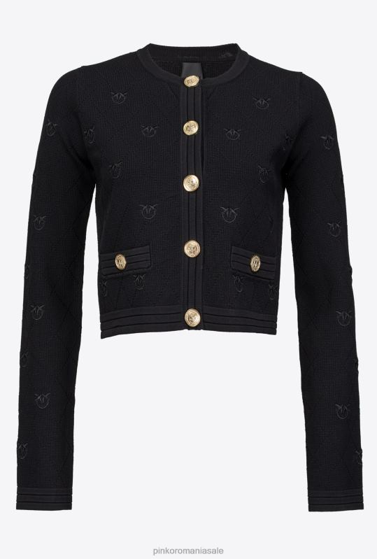 cardigan | cardigan decupat jacquard love birds Pinko limuzina neagră B0D08554