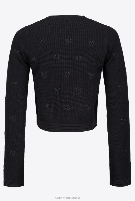 cardigan | cardigan decupat jacquard love birds Pinko limuzina neagră B0D08554