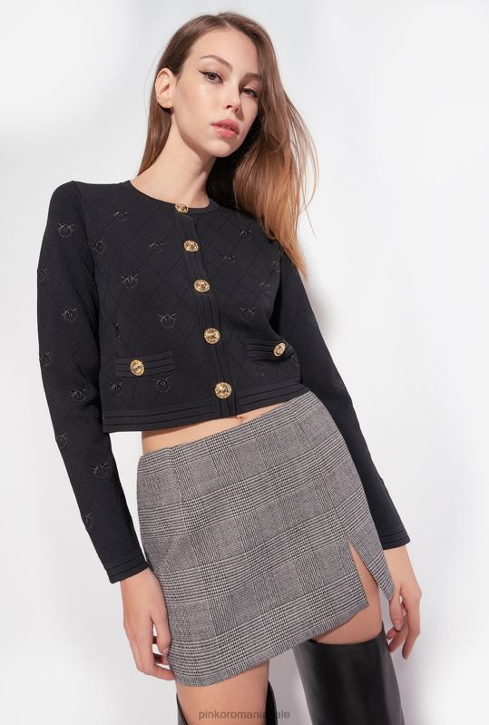 cardigan | cardigan decupat jacquard love birds Pinko limuzina neagră B0D08557