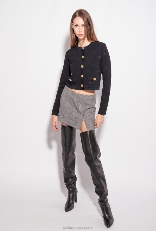 cardigan | cardigan decupat jacquard love birds Pinko limuzina neagră B0D08557