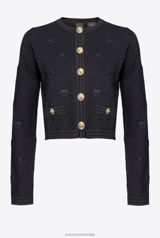 cardigan | cardigan decupat jacquard love birds Pinko limuzina neagră B0D08557