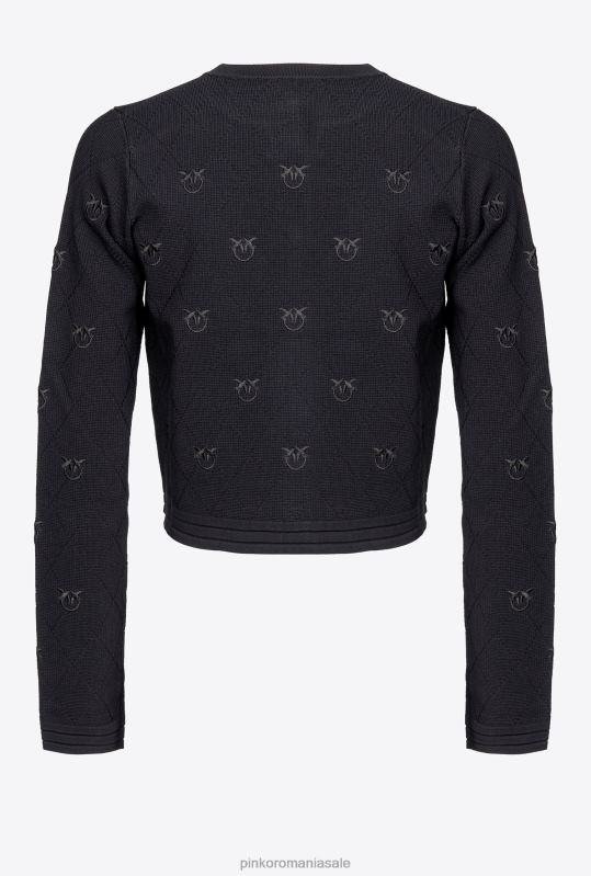 cardigan | cardigan decupat jacquard love birds Pinko limuzina neagră B0D08557