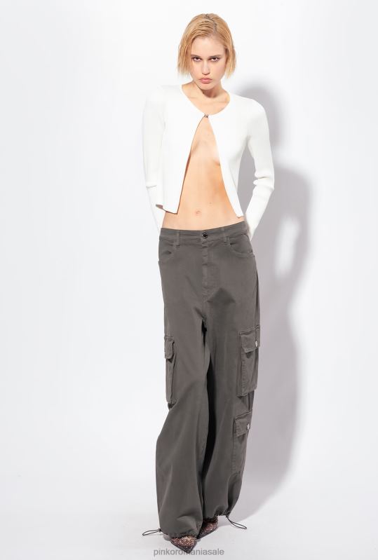 cardigan | cardigan deschis cu nervuri Pinko alb de mătase B0D08513