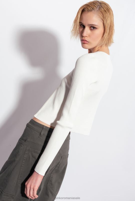 cardigan | cardigan deschis cu nervuri Pinko alb de mătase B0D08513