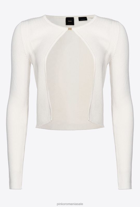 cardigan | cardigan deschis cu nervuri Pinko alb de mătase B0D08513