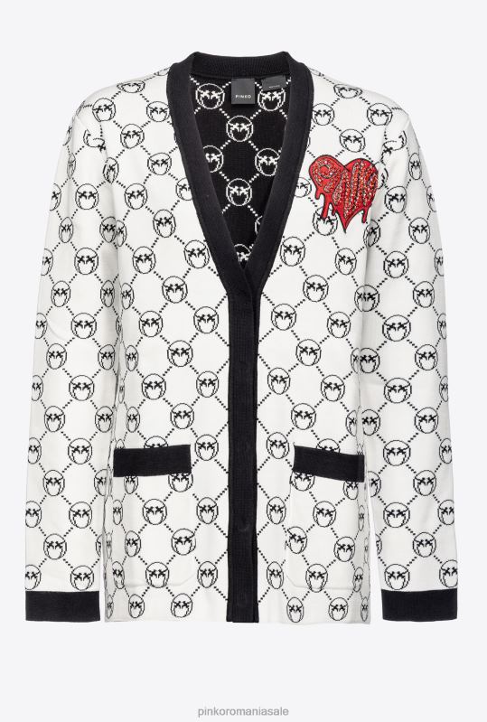 cardigan | cardigan jacquard cu monogramă Pinko mult. alb/negru/rosu B0D08541