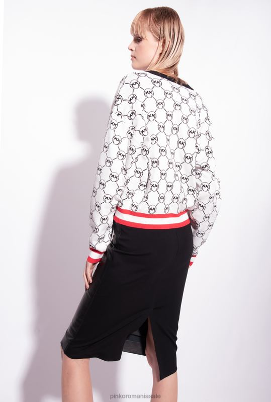 cardigan | cardigan jacquard monogram cu broderie cireșe Pinko mult. alb/negru/rosu B0D08531